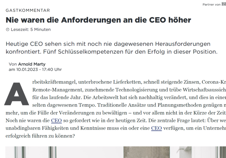 Handelszeitung, Arnold Marty, CEO-Anforderungen