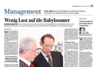 ‚Handelszeitung & The Wall Street Journal‘ Nr. 16 vom 21. – 27. April 2010: ‚Wenig Lust auf die Babyboomer‘